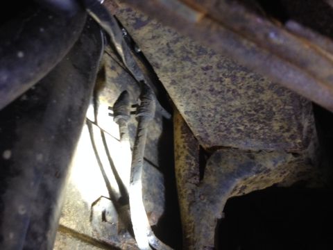 1973 Ford Bronco - The Two lines from the Evap. Tank running from the inner driver's side rear fender well hanging next to the driver's side of the gas tank (…