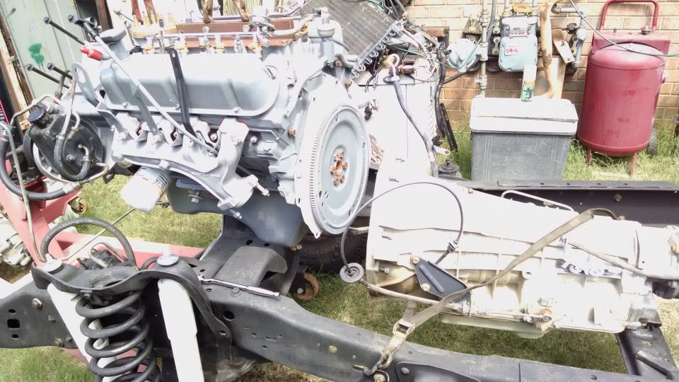 The engine weighs about 550# at this point.