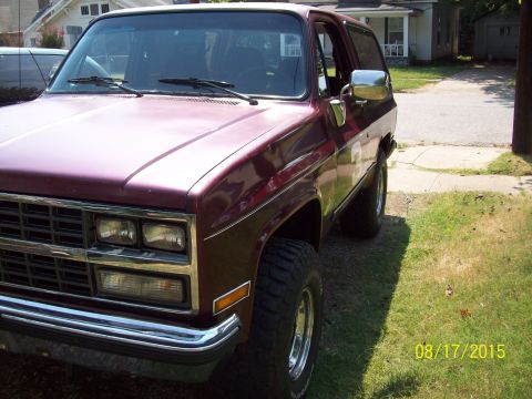 1989 Chevrolet Blazer - This 1989 Chevrolet Blazer is shown from a 3q-front angle, its maroon paint and white roof.