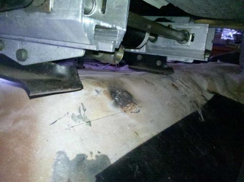 1982 Ford Bronco - Underside view of vehicle components, showing structural elements and floor pan.