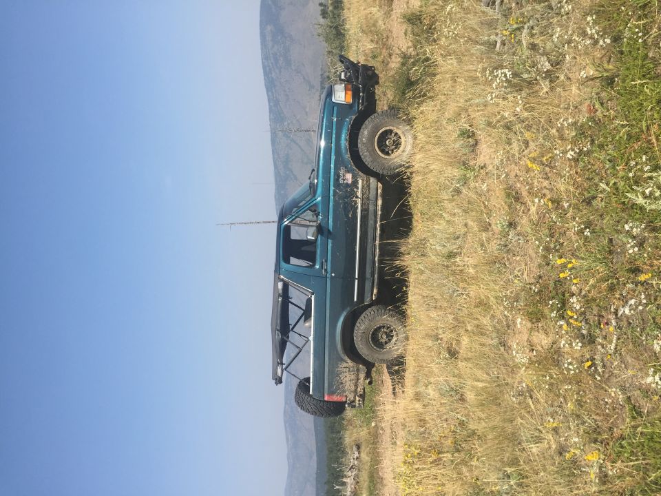 1994 Ford Bronco parked on a grassy hillside