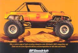 1990 Ford Bronco - This off-road vehicle is displayed against a desert-like background with text and BFGoodrich branding.