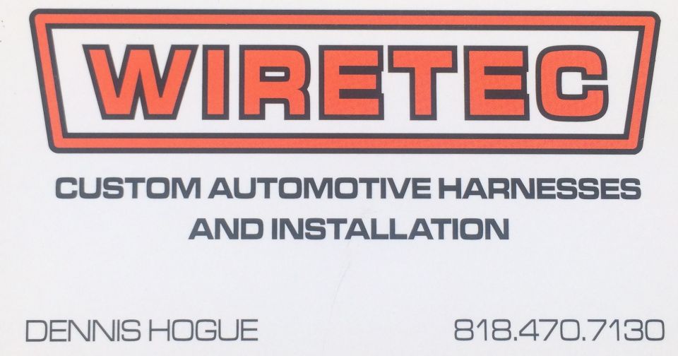 Business card for WIRETEC Custom Automotive Harnesses and Installation.