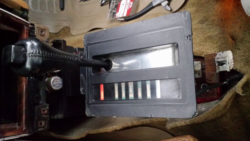 1991 Buick Reatta gear shifter and selector panel with P, R, N, OD, D, 3, 2 indicators