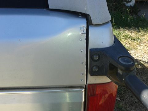 1996 Ford Bronco - Seem was split, repaired with 1/8X3/4 Pop Rivets
