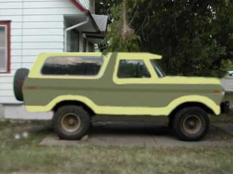 1979 Ford Bronco - This 1978 Ford Bronco is painted in a two-tone olive green and yellow color scheme.