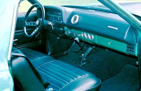 1971 Ford Ranchero - Interior view of a 1971 Ford Ranchero, highlighting the dashboard and seating.
