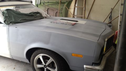 1976 Ford Ranchero - This Ford Ranchero, possibly from the early 1970s, is undergoing bodywork.