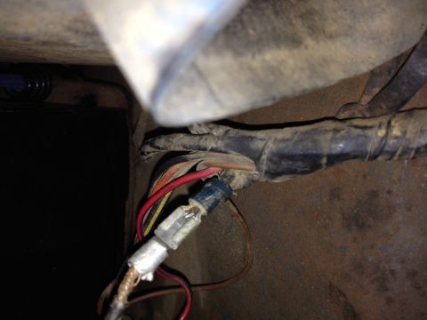 1973 Ford Bronco - Close-up of spliced/broken wire