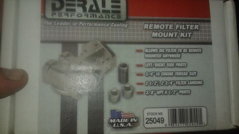1996 Ford Bronco - This Derale Performance remote filter mount kit allows oil filters to be mounted anywhere and includes various port sizes.