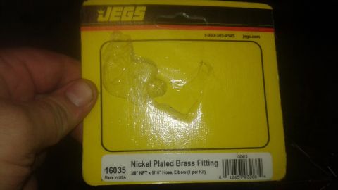 1996 Ford Bronco - JEGS packaging for a Nickel Plated Brass Fitting, part number 16035.