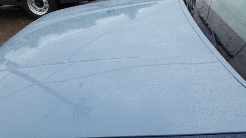 1991 Ford LTD Crown Victoria - Photograph of a light blue car roof covered in water droplets, not a technical document.