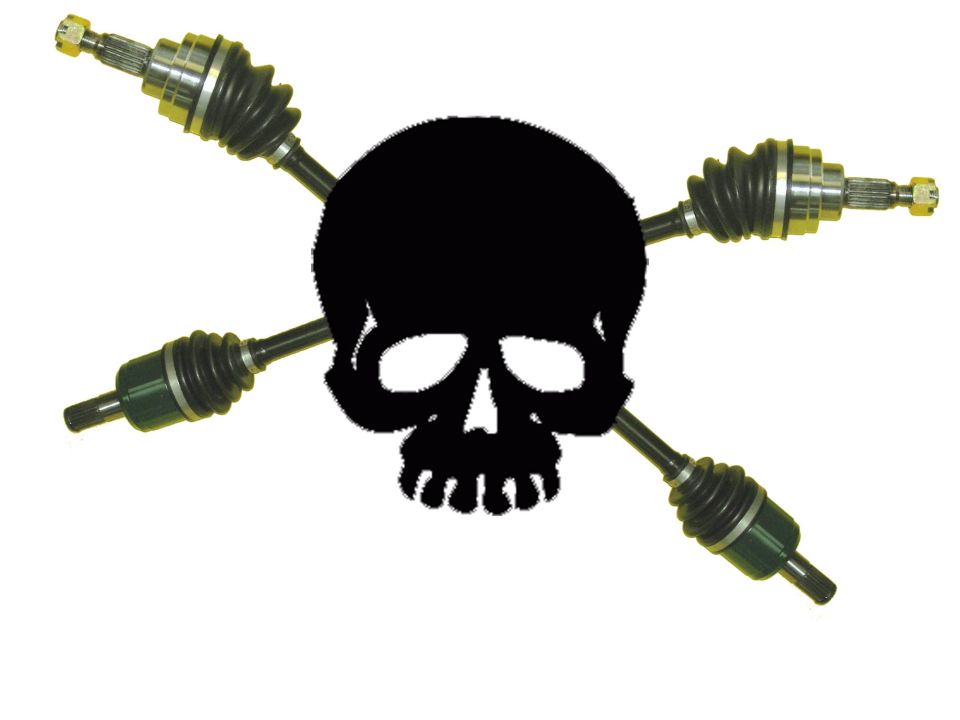 CV axles arranged in a skull and crossbones pattern