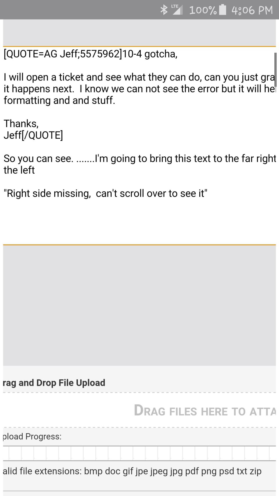 Screenshot of a web page with quoted text and file upload instructions
