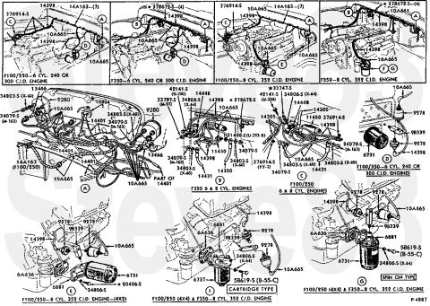 1983 Ford Bronco - Early V8 Oil Pressure Sender Configurations IF THE IMAGE IS TOO SMALL, click it.