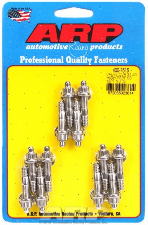 1990 Ford Bronco - The image shows a blister pack of ARP valve cover stud kits and 12-point nuts. The packaging is yellow and blue and features the ARP logo a…