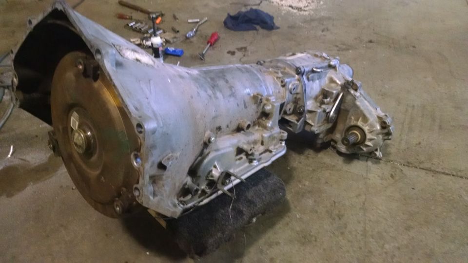 transmission and transfer case assembly on shop floor