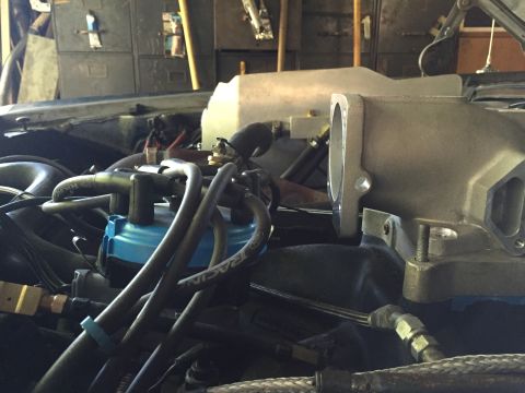 1981 Ford LTD - This is the way I'd have liked to run the throttle body. Didn't work out that way. Too close to the distributor and not enough hood clearan…