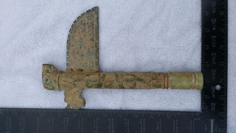 2007 Subaru Impreza - This artifact, possibly ancient, displays detailed engravings and is shown with a ruler for scale.