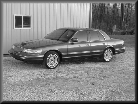 1995 Mercury Grand Marquis - Black and White by the Barn
