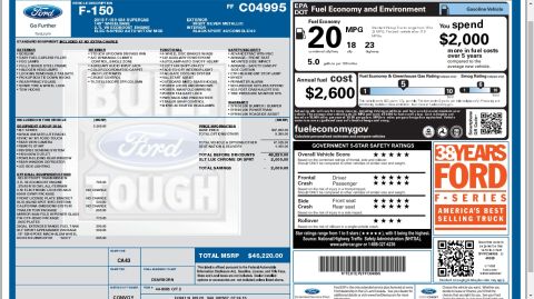 2015 Ford F-150 - Build date 03/08/2015.