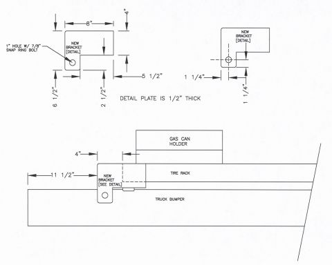 1990 Ford Bronco - This is a pic of a Cad Drawing of the latch on my bumper. I bought the original bumper and swing arm from: Kennesaw Mountain Accessories. O…