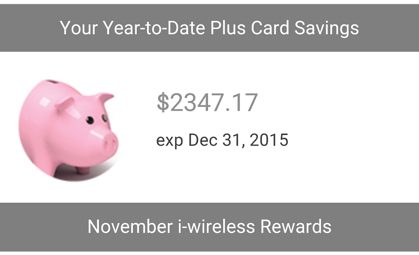 Pink piggy bank with savings amount $2347.17 and expiration date.