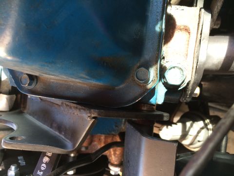 1979 Ford Bronco - Back side of the PS pump bracket showing the spacers.