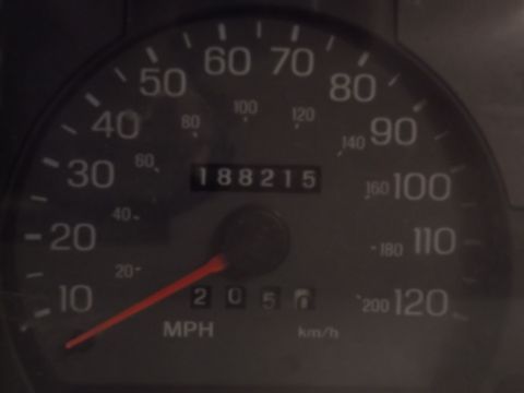 1999 Mercury Grand Marquis - The odometer of a 1999 Mercury Grand Marquis reads 188215 miles. The speedometer needle is pointing just below 20 MPH.