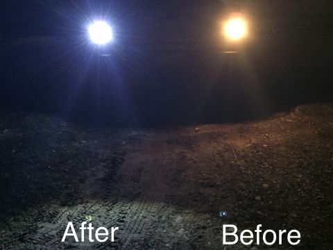 1991 Ford Bronco - A side-by-side comparison shows a bright white light on the left labeled 'After' and a yellowish light on the right labeled 'Before'. The s…