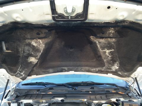 2000 Ford Crown Victoria - View of the underside of a car hood, showing insulation and part of the windshield wiper assembly.