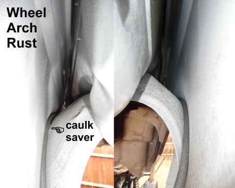 1993 Ford Bronco - Wheel Arch Rust The tight gap where the reinforcement meets the quarter panel is like a funnel for sand & gravel. As it builds up, it works…