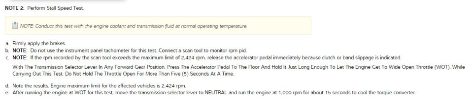 Step-by-step stall speed test service procedure text