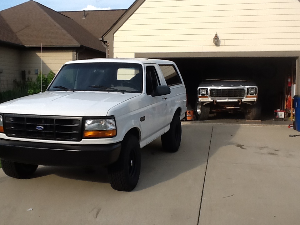 My old (79) bronco in the garage and my new (96) waiting to go hit the mud.