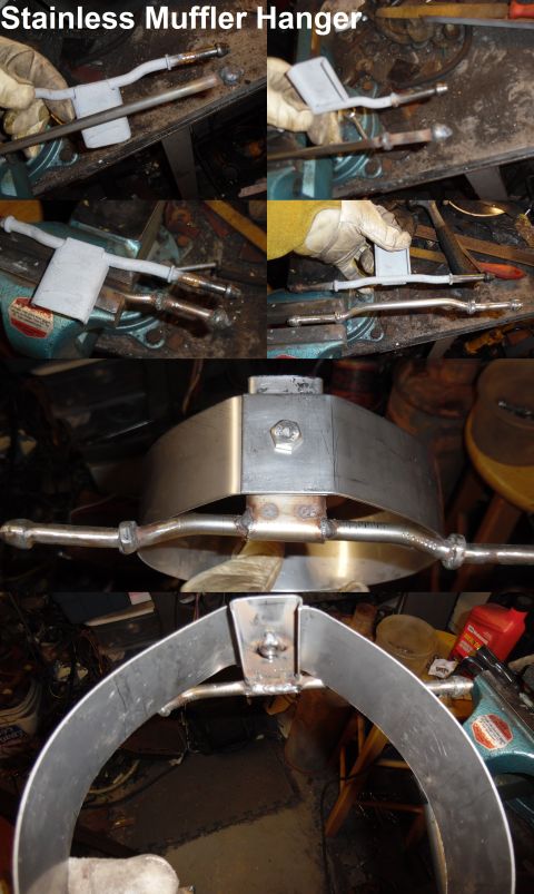 1993 Ford Bronco - To match the stainless muffler, I built a stainless hanger from some 3/8" rod and a sheared strip of ~16ga molded around the old muffl…