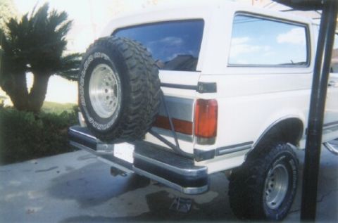 1988 Ford Bronco - This 1988 Ford Bronco is shown from the rear, its iconic spare tire mount.