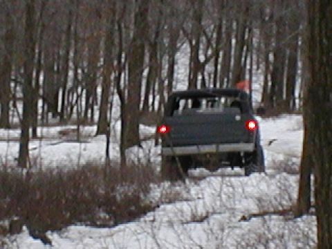 1979 Ford Bronco II - 1979 Ford Bronco II navigates a snowy, wooded trail.