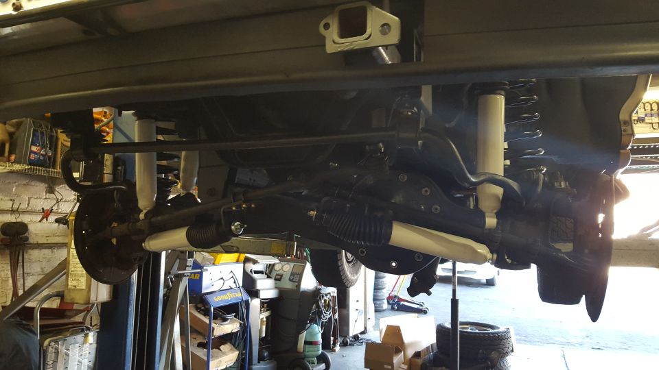 4 inch BDS lift 
Sway bar drop brackets with energy suspension bushings
BDS dual steering stabilizers