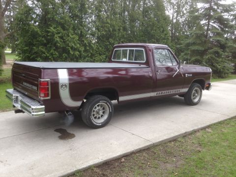 1989 Ford F-250 - This Dodge Ram pickup truck features a distinctive side stripe and 'RAMBUNCTIOUS' badging.