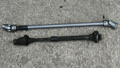 1985 Ford Bronco - steering shaft at full compression before trimming
