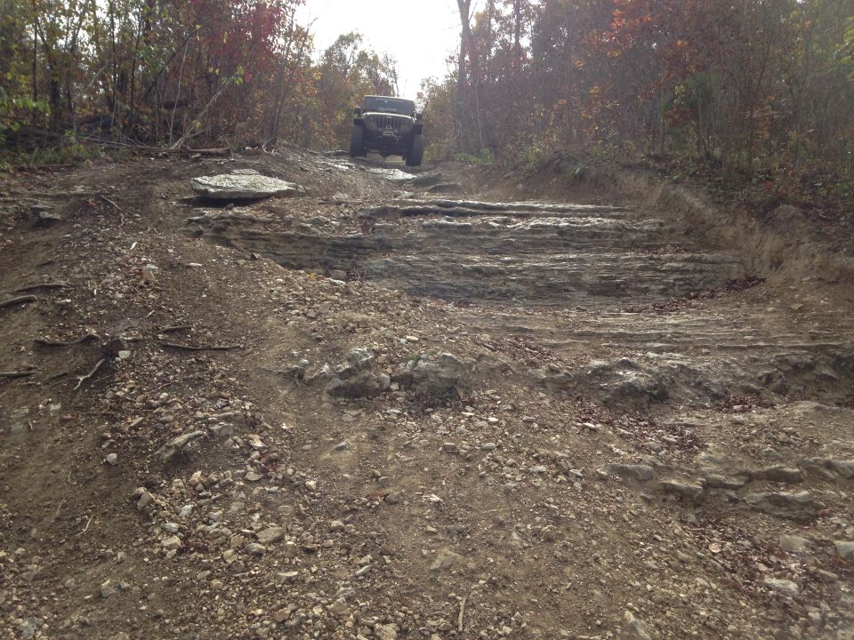 Jeep Wrangler climbing rocky terrain