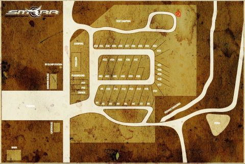 1979 Ford Bronco - This is a map of a campground with numbered campsites and various facilities labeled. The map shows areas for tent camping, RV dump station…