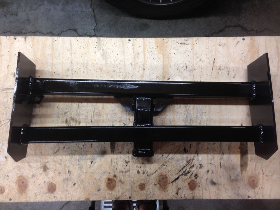 Black painted trailer hitch receiver assembly