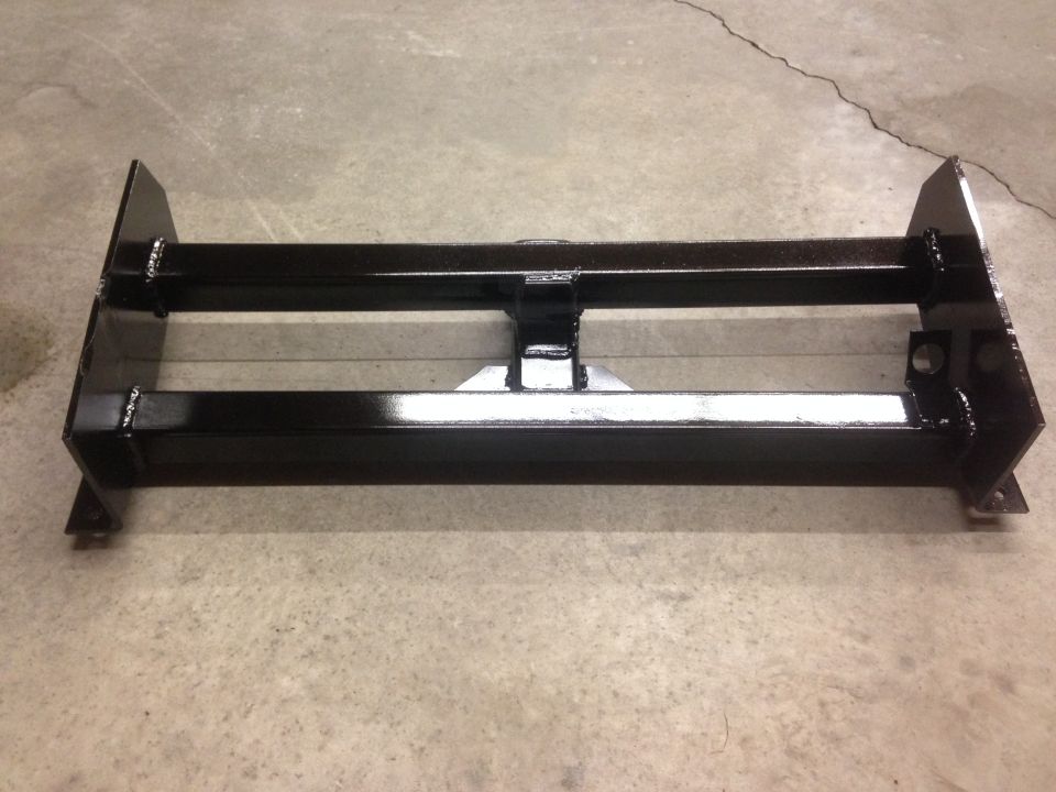 Black winch mount bracket with welded construction and mounting points