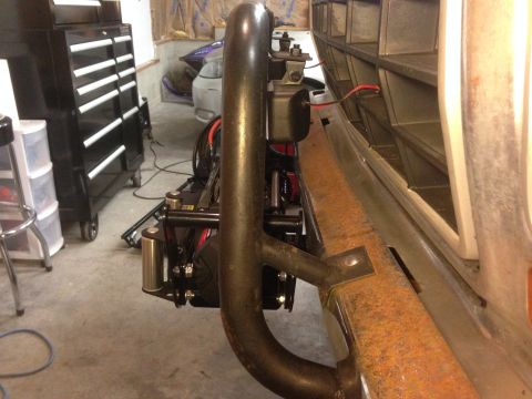 1979 Ford Bronco - Front view of a winch mount installed on a 1979 Ford Bronco.