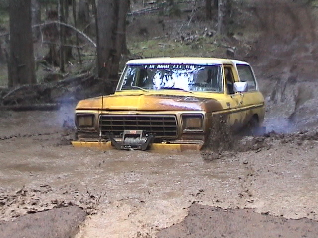 Steve pushes most of the water from Fire Fox as he makes his way through with his 35" AT's