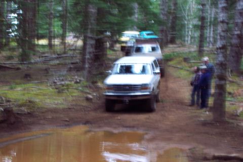 1996 Ford Bronco - Me ready for initial pass through Fire Fox mud hole (aka slush pond). (2/21/2004)