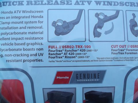 1984 Honda ATC 250 R - This is packaging for a Honda ATV windscreen, detailing its features and compatibility with different FourTrax models.