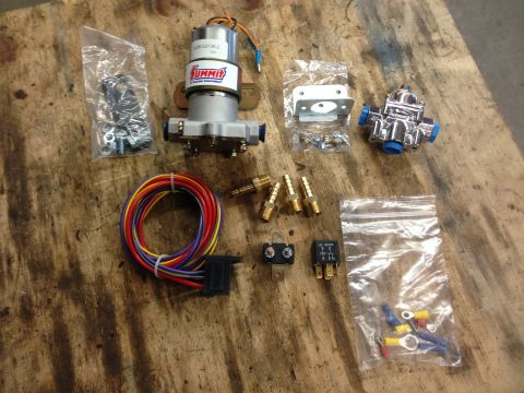 1979 Ford Bronco - This kit includes a Summit fuel pump, fuel pressure regulator, wiring harness, and various fittings for installation.