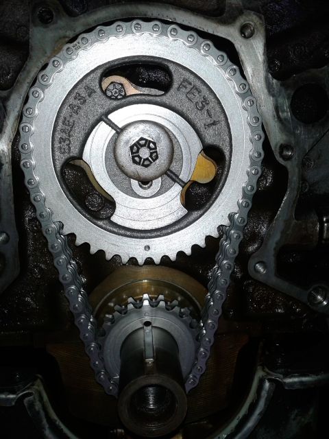 1996 Ford Bronco - Engine timing chain and gears assembly, showing part numbers E3AE-43A and FE3-1.